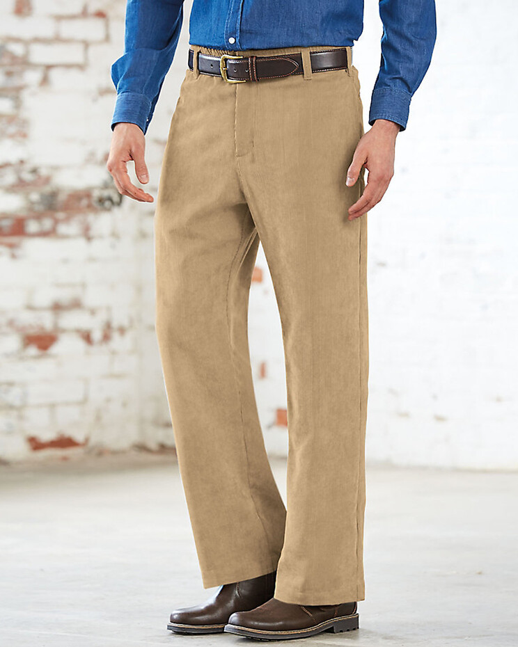 Strip Corduroy Fur Lined Pants