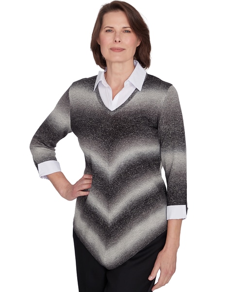 Alfred Dunner® Classics Chevron Ombre Woven Sweater