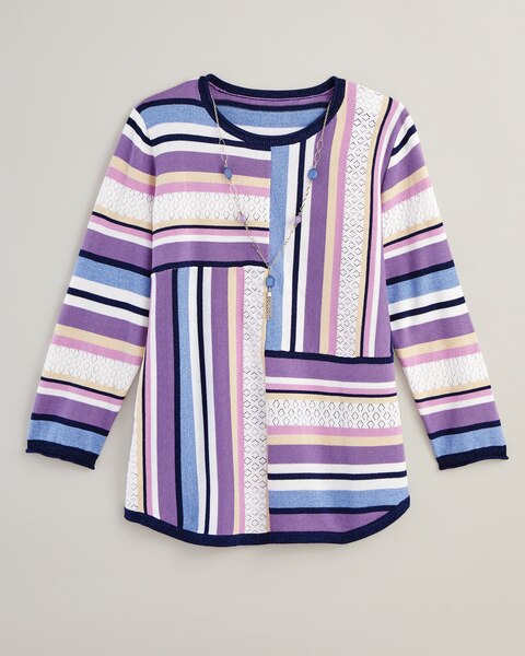 Alfred Dunner® Lavender Fields Blocked Stripe Top