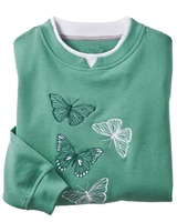 Haband Women’s Embroidered Fleece Sweatshirt - Earth Green