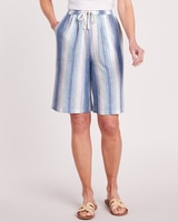 Linen Blend Shorts - Rich Indigo Stripe