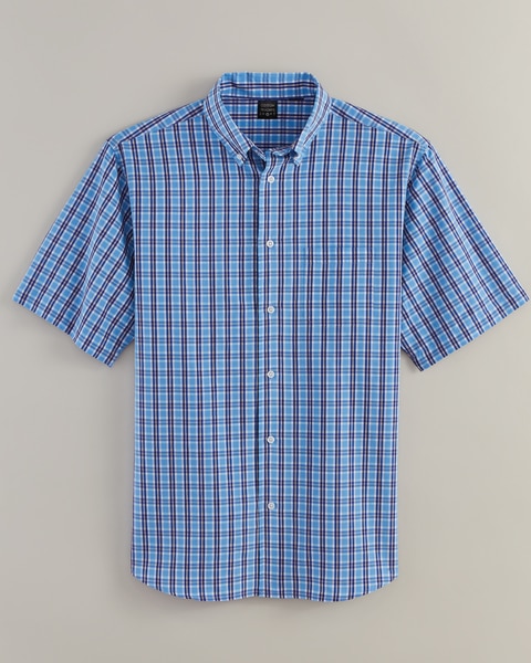 Cotton Traders Short Sleeve Plaid Sport Shirt