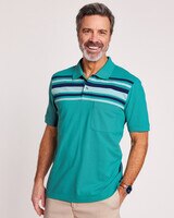 John Blair® Chest-Stripe Polo - Lagoon