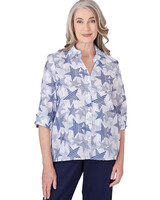 Alfred Dunner® All American Stars and Stripe Button Down Blouse - Blue
