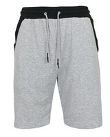 Men's Slim Fit French Terry Jogger Sweat Lounge Shorts With Contrast Color Trim Design - Heather Grey/Black