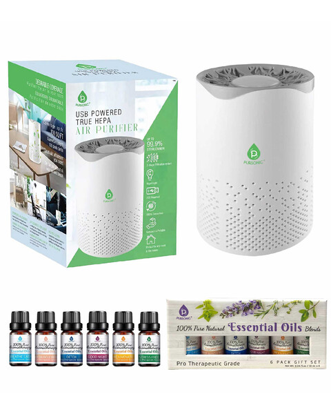 Pursonic Air Purifier with 6-Pack Premium Essential Oils Collection
