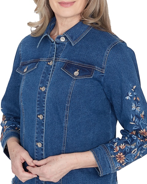 Alfred Dunner® Scottsdale Floral Embroidered Fringe Jacket