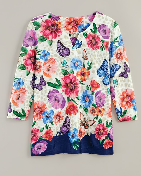 Alfred Dunner® In Full Bloom Floral Butterfly Border Top