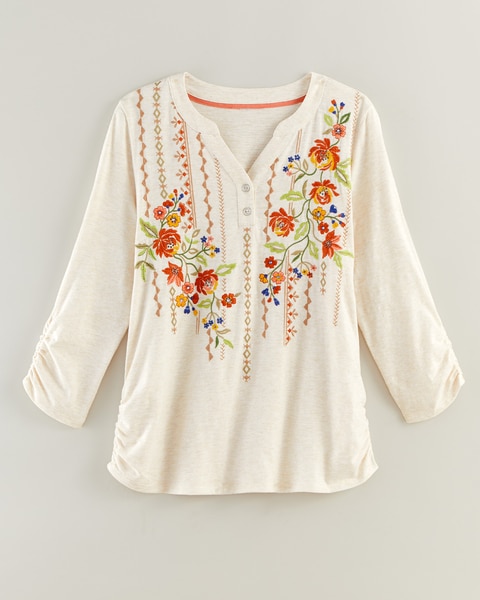 Alfred Dunner® Scottsdale Floral Embroidery Yoke Top