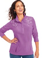 Scandia Fleece Embroidered Top - Orchid