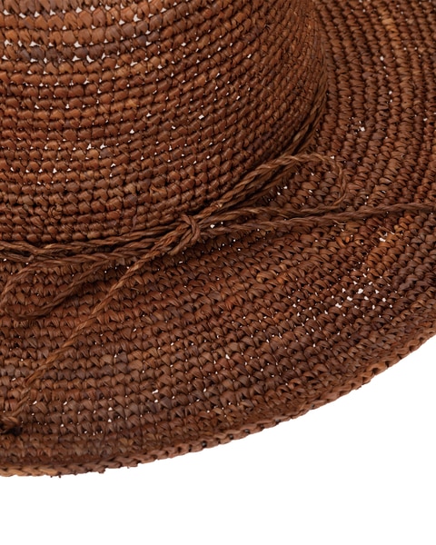 Marina - Crochet Raffia Fedora With Twisted Cording Hat