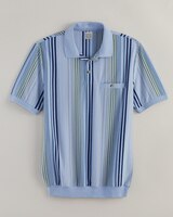 John Blair Banded Bottom Stripe Polo - Dusty Blue