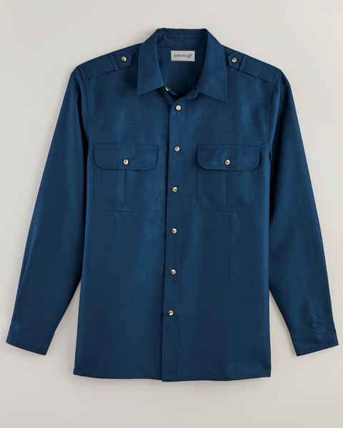John Blair® Long-Sleeve Linen-Look Pilot Shirt