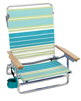 RIO Teal Stipe Classic 5 position lay flat chair w/ fold down towel bar - Multi