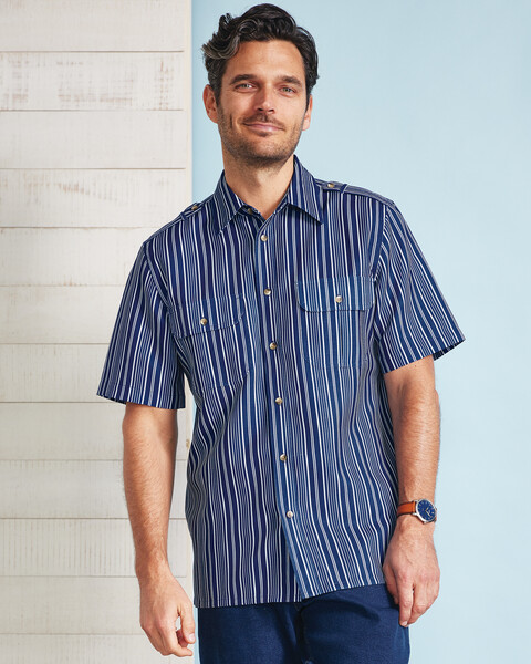 John Blair® Short-Sleeve Linen-Look Pilot Shirt