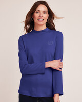 Essential Knit Long Sleeve Mock Top - Clematis Blue