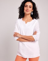 Novelty Eyelet Tunic - White Flower