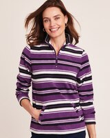 Scandia Fleece Quarter-Zip Pocket Top - Sunset Purple/Black Stripe