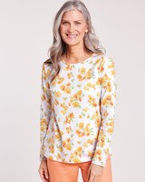Essential Knit Long Sleeve Tee - White Primrose Floral