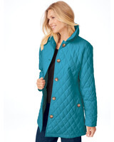Quilted Car Coat - Deepest Teal