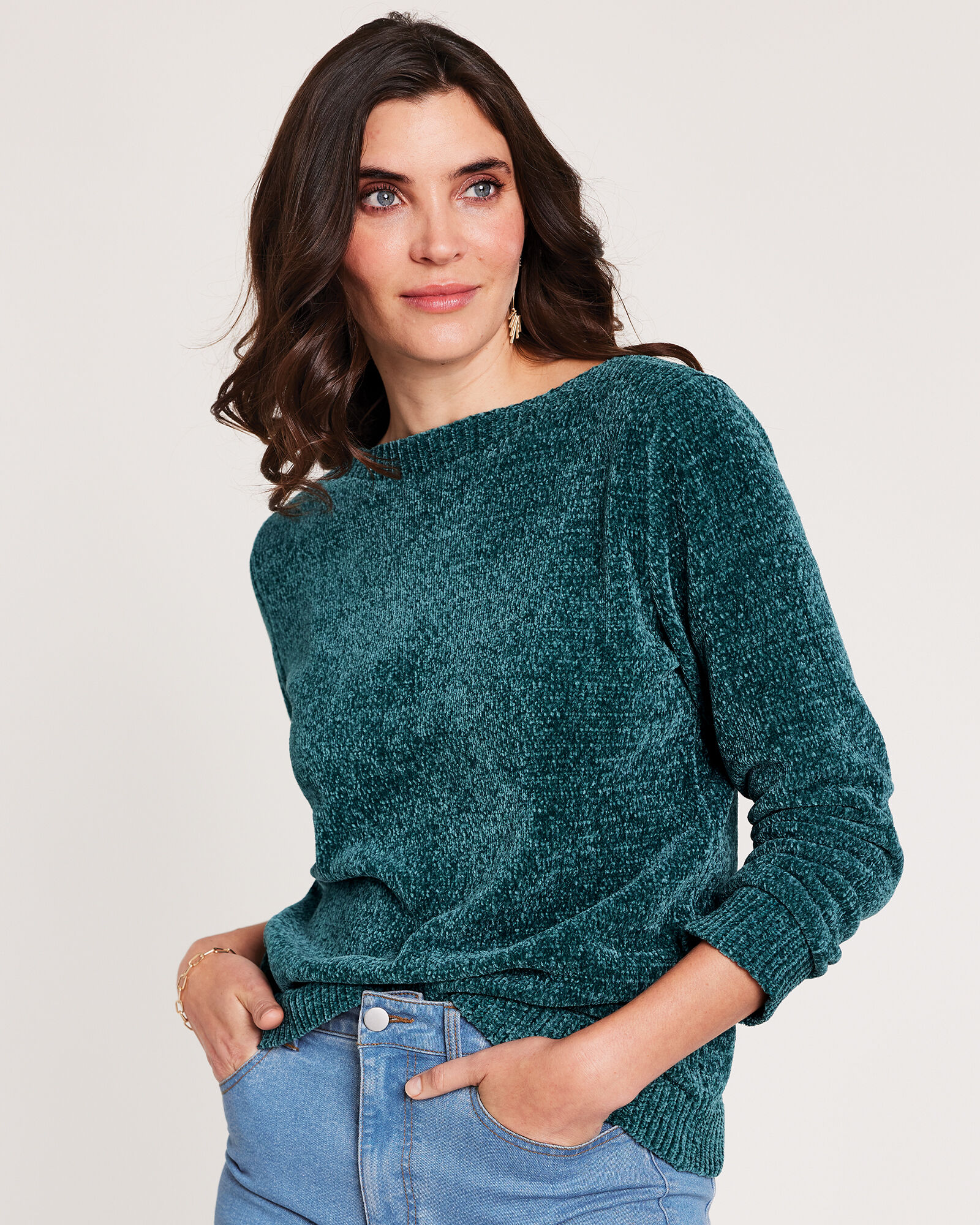Chenille Boatneck Sweater