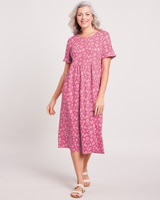 Essential Knit Scoopneck Dress with Pockets - Morning Glory Tonal Floral