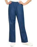 Alfred Dunner Classic Pull-On Denim Proportioned Straight Leg With Elastic Waistband Pants - Denim