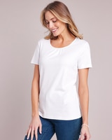 Essential Knit Shirred Tee - White