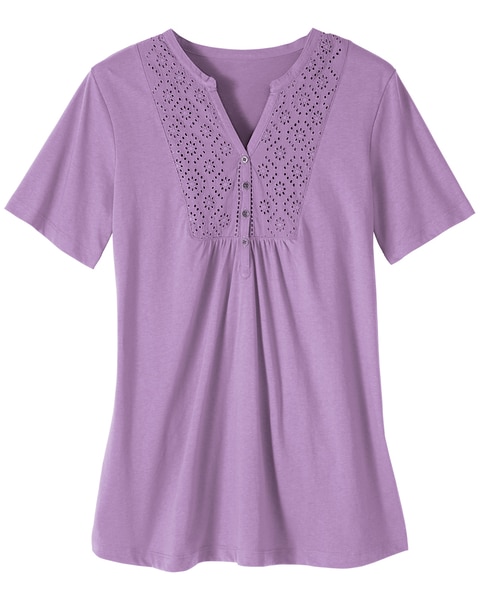 Haband Women’s Eyelet Henley Knit Tunic