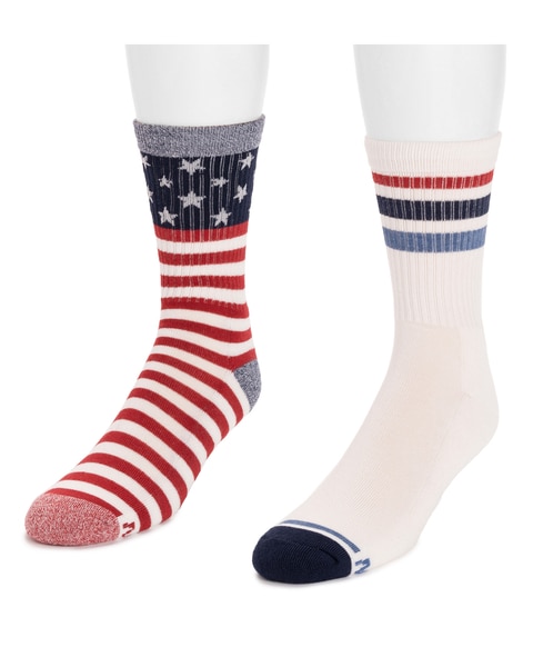 MUK LUKS® Unisex 2 Pack Unisex Patriotic Crew Socks