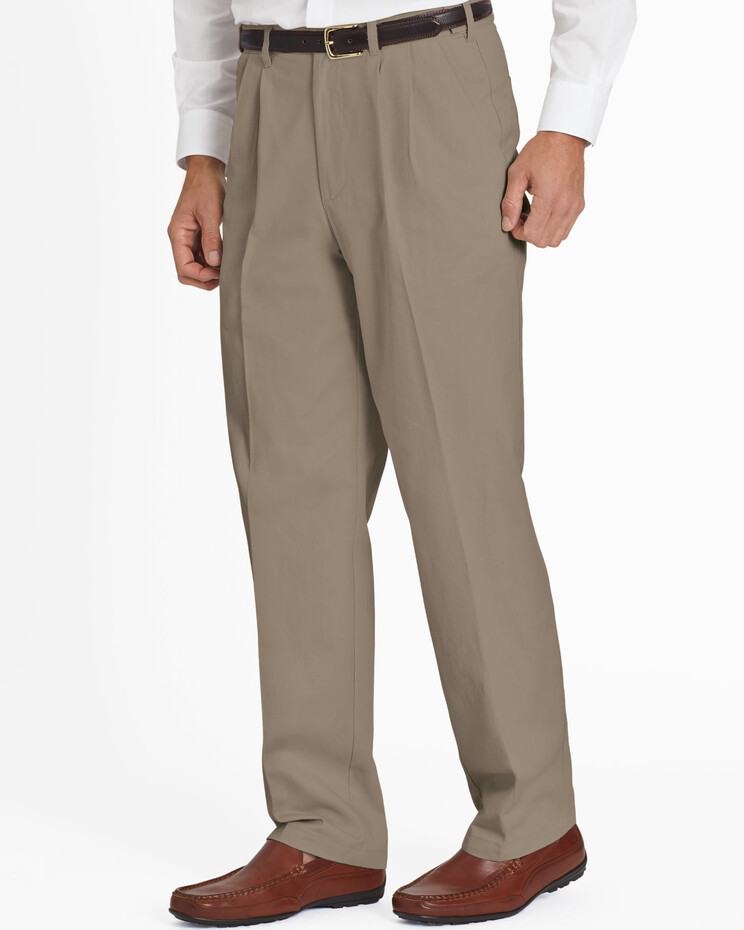 JohnBlairFlex Adjust-A-Band Relaxed-Fit Pleated Chinos | Blair