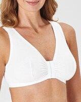 Cotton Front-Close Bra - White