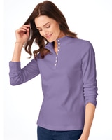 Essential Knit Long-Sleeve Button Henley - Dusty Violet