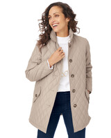 Quilted Car Coat - Light Taupe