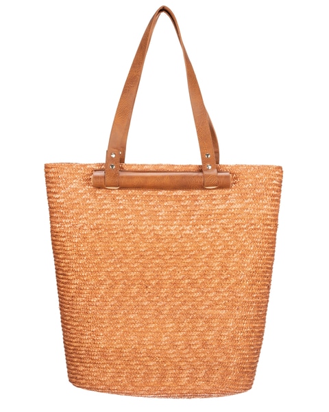 Daydreamer - Wheat Straw Tote With Leather Handles