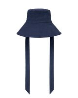 Serenity - Cut And Sew Bucket With Ribbon Ties Hat - Navy