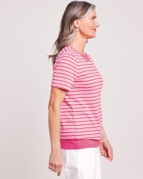 Essential Knit Striped Layered Look Top