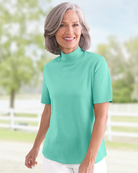 Essential Short-Sleeve Mockneck