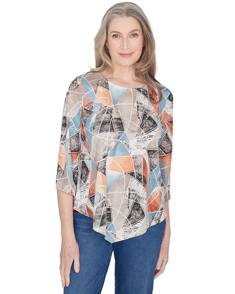 Alfred Dunner® Classics Stained Glass Sharkbite Top