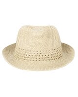 Everyday Fedora- Ultrbraid Fedora With Striped Open Weave Hat - Natural