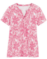 Essential Knit Short Sleeve Henley - Flamingo Tropical Floral