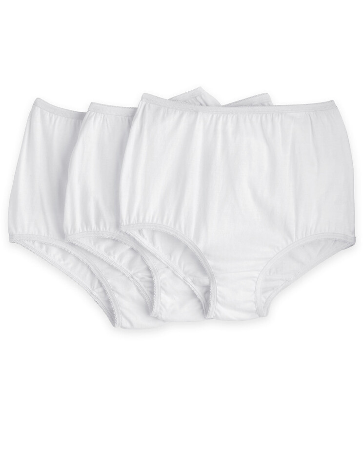 3 Pair Womens Size 11 WHITE Heiress 100% Nylon Panty Brief Style