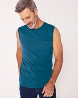 John Blair Everyday Jersey Knit Sleeveless Pocket Tee - Blue Reef