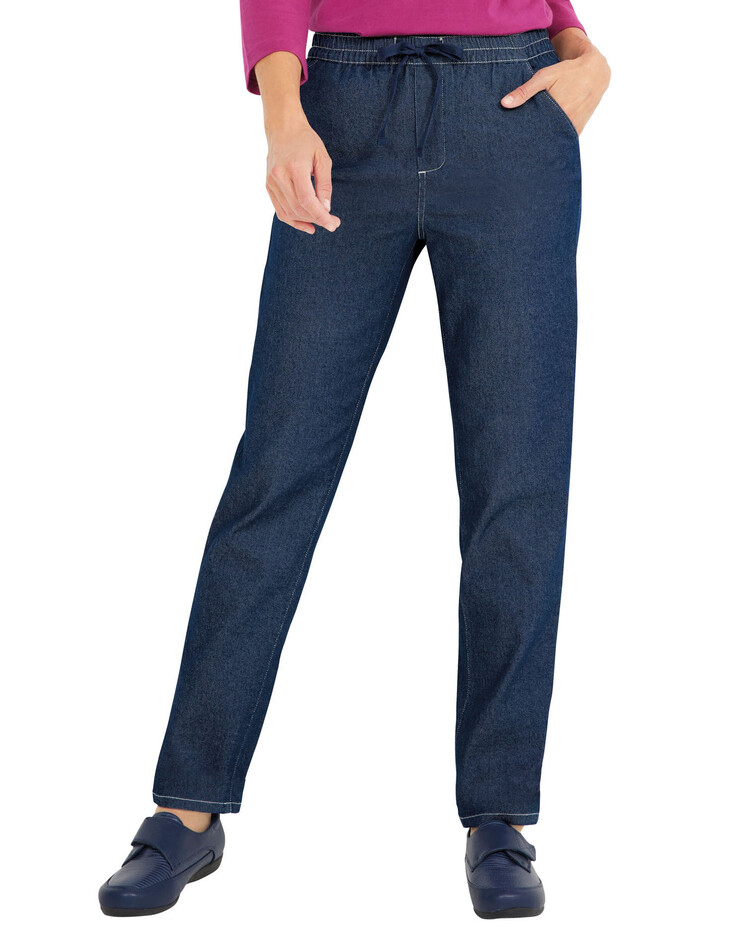 Haband Women's Pull On Stretch Jeans with Flat Elastic Waist