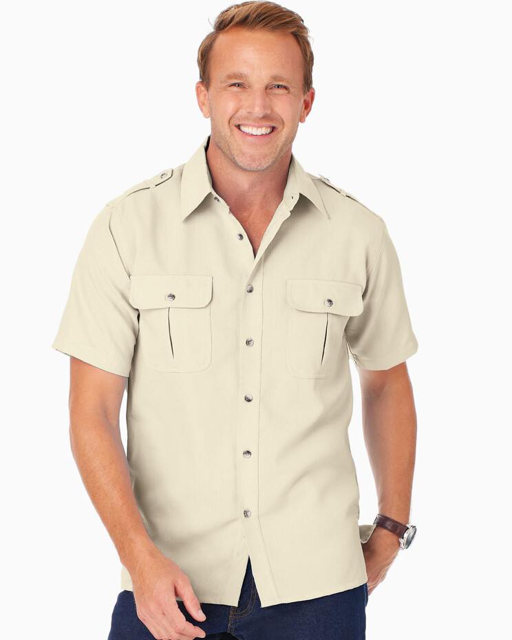 John Blair® Short-Sleeve Linen-Look Pilot Shirt | Blair