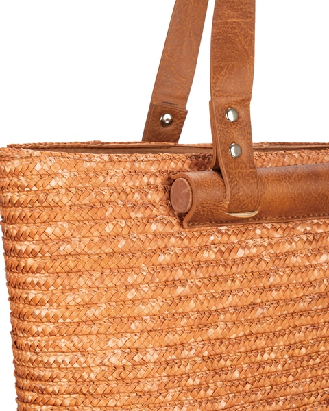 Daydreamer - Wheat Straw Tote With Leather Handles