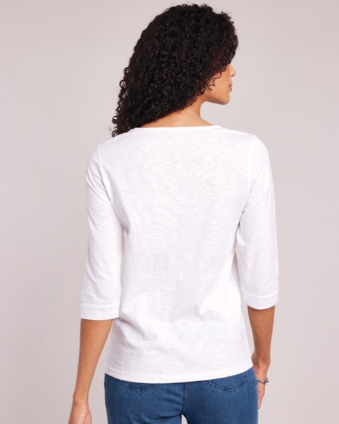 Slub Knit Embroidered Top