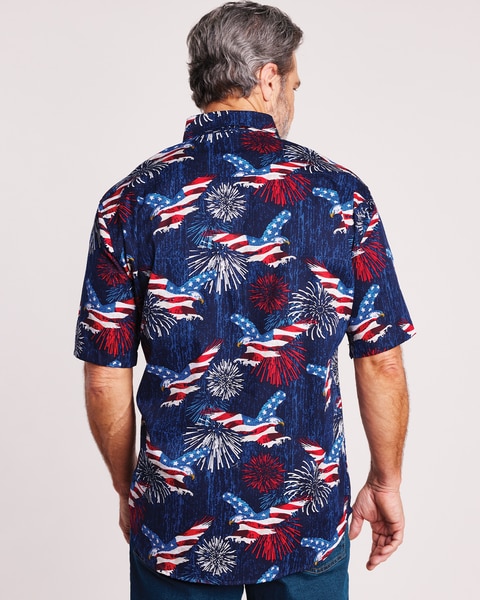 Patriotic Short-Sleeve Button-Down Shirt