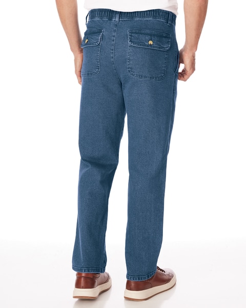 JohnBlairFlex Relaxed-Fit Back-Elastic Twill and Denim Pants