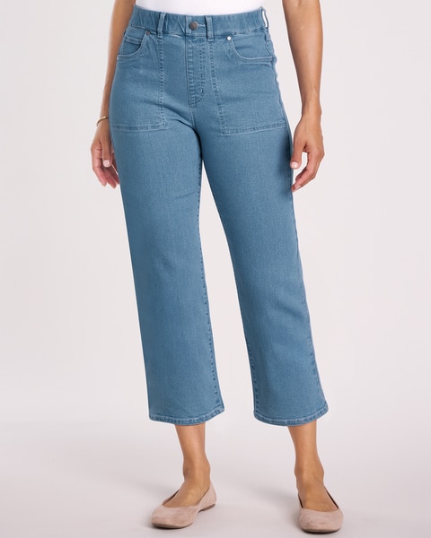 DenimEase™ Flat-Waist Crop Jeans